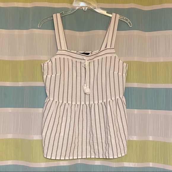 Banana Republic Tank Top Peplum Stripes Sz Small - Picture 1 of 5